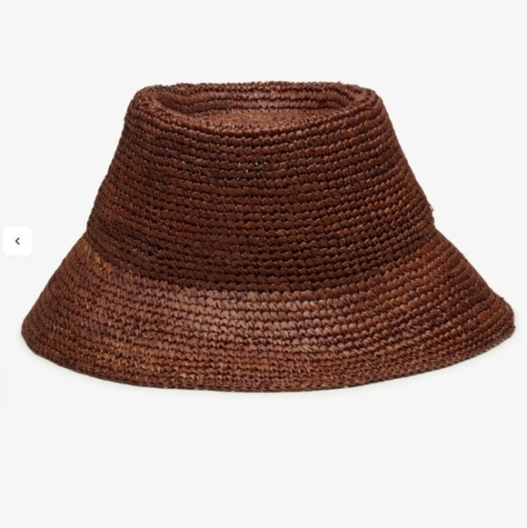 New Wyeth Tali 100% Raffia Straw Chocolate Bucket Hat One Size NWT - Picture 5 of 11